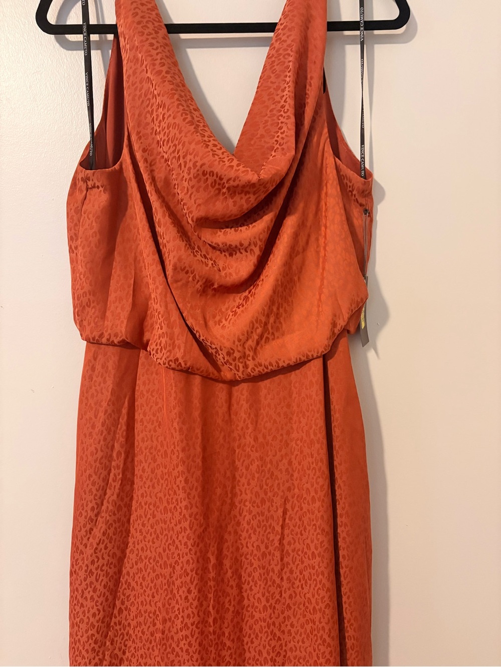 Vince Camuto Burnt Orange Backless Cowl Neck Dress